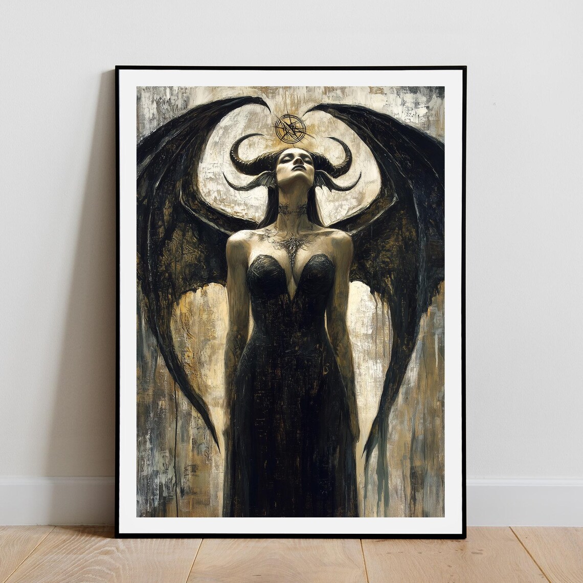 Lilith Goddess In Black Dress, Dark Goddess Art Print - Image 3