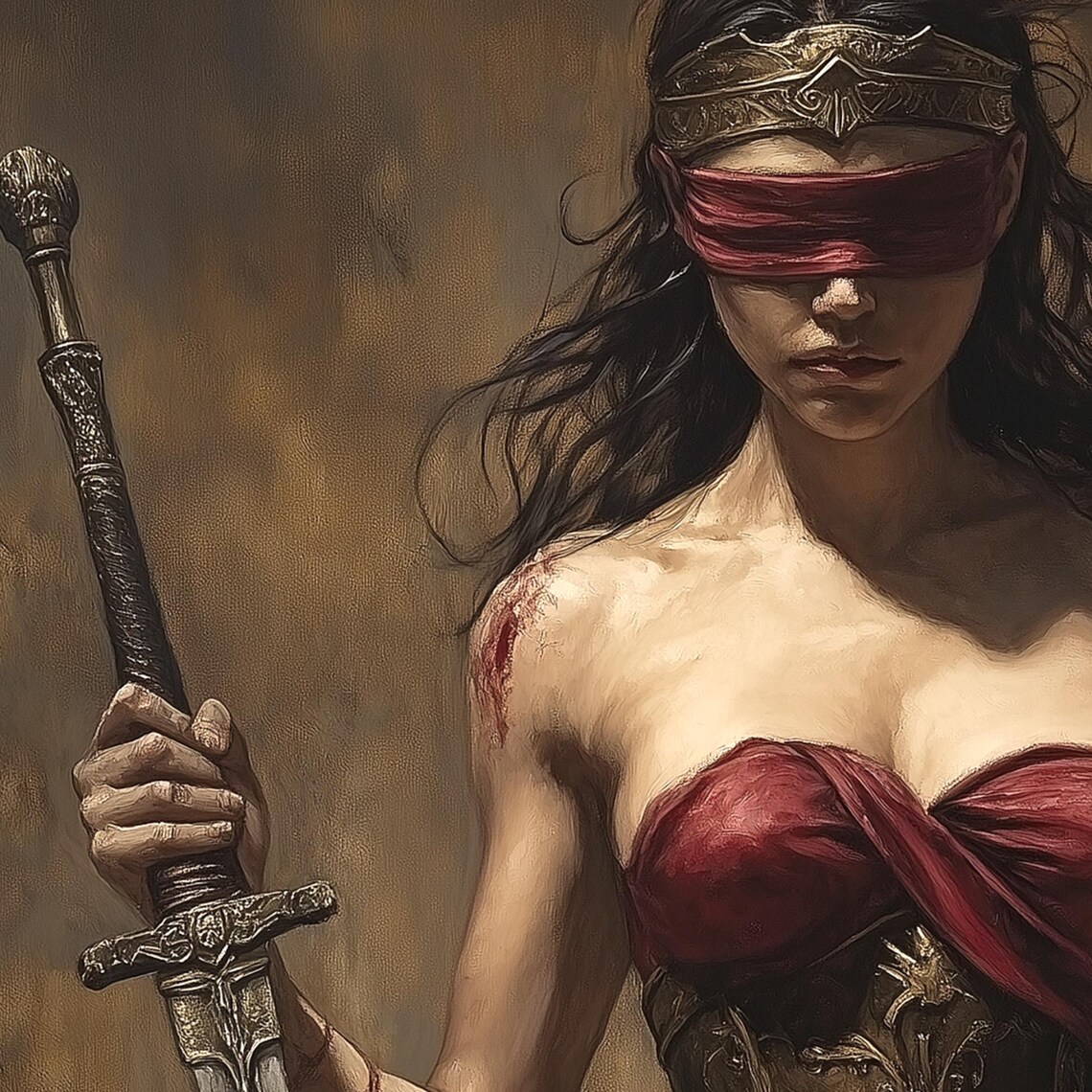 Lady Justice In Red, Justitia Themis Art Print - Image 7