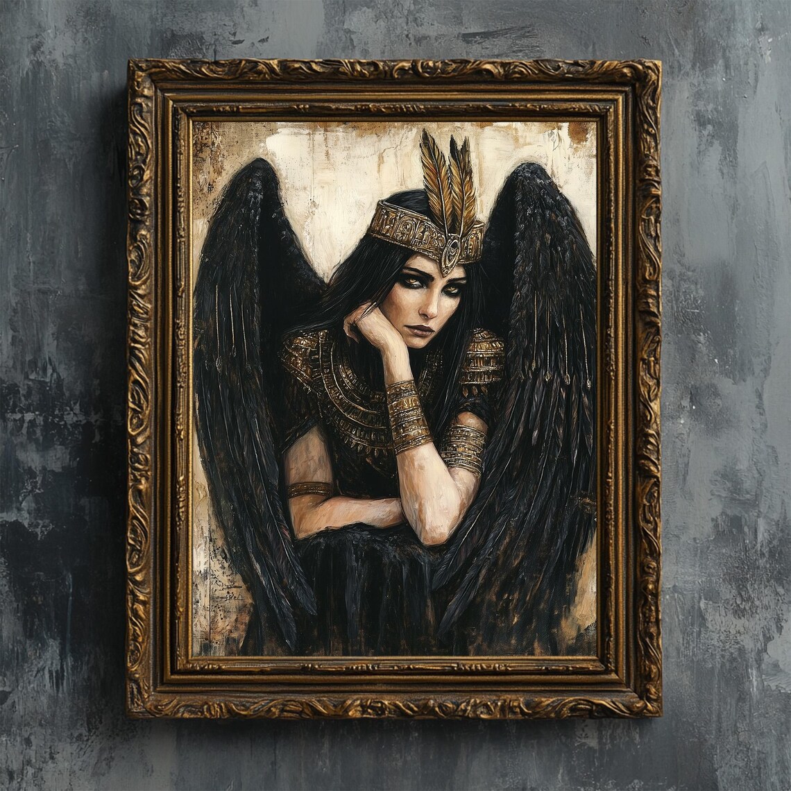 Maat Goddess Ancient Egyptian Oil Painting Art Print
