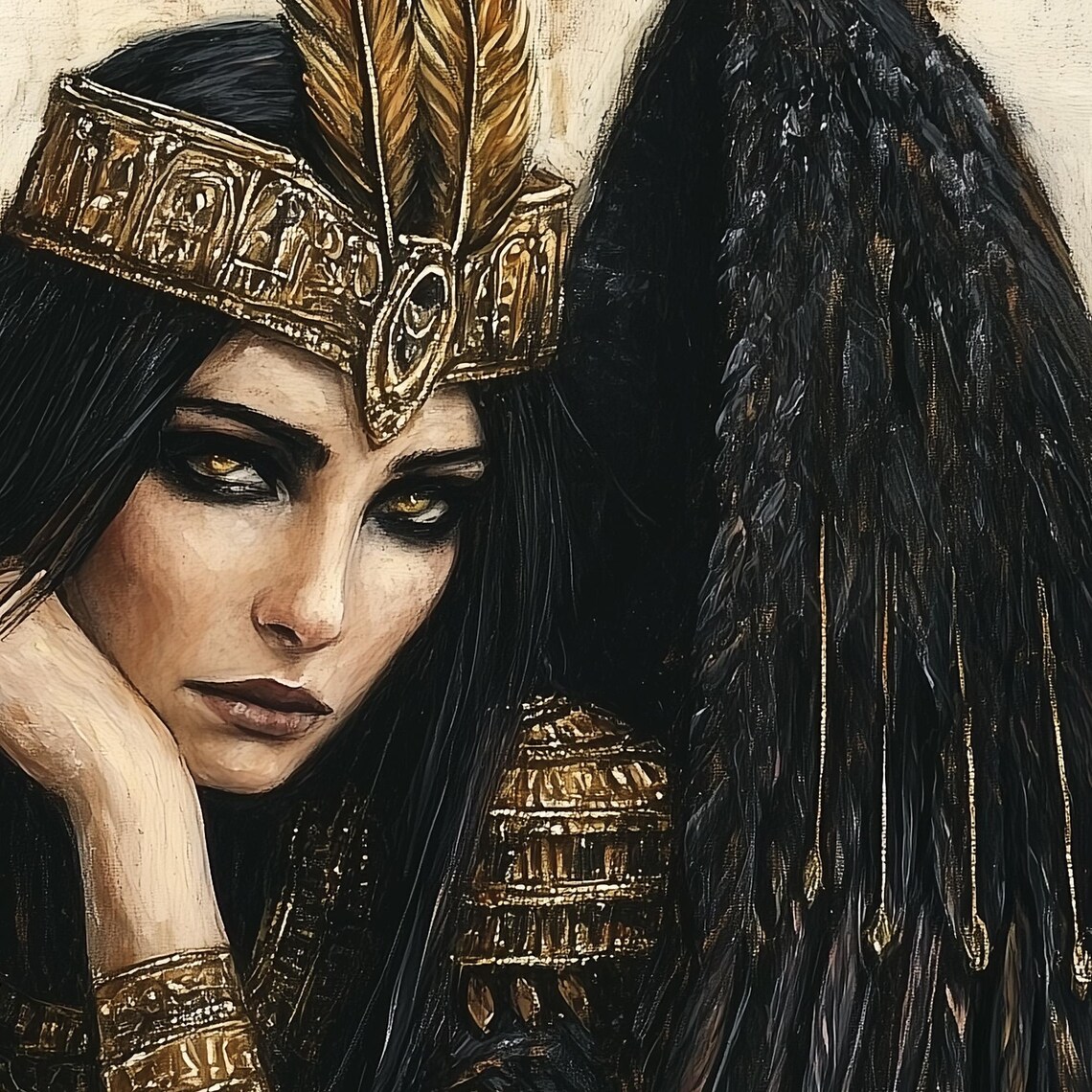 Maat Goddess Ancient Egyptian Oil Painting Art Print - Image 7