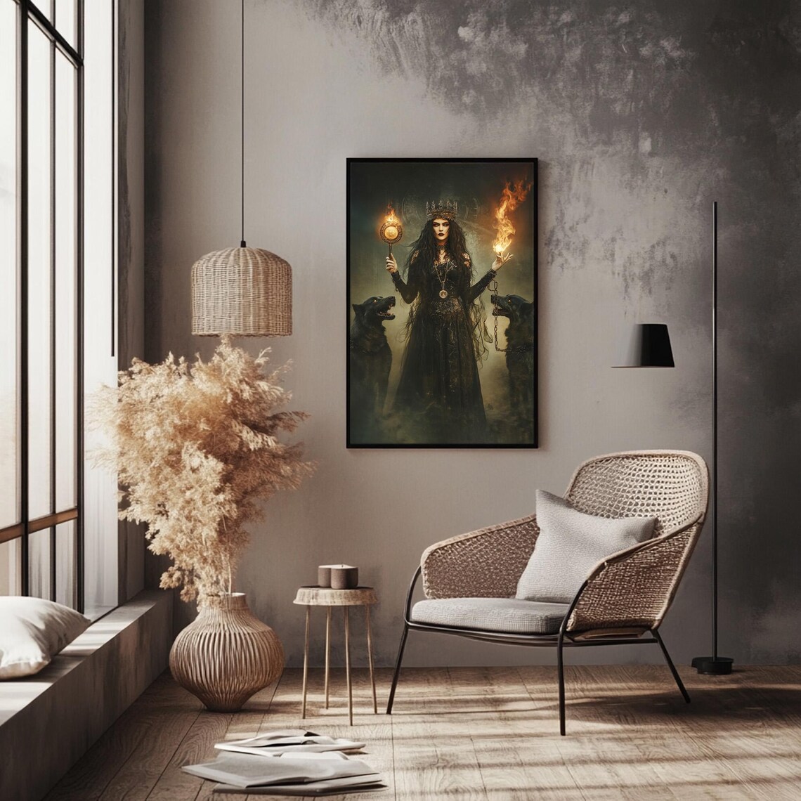 Hecate With Hellhounds Oil Painting Art Print - Image 2