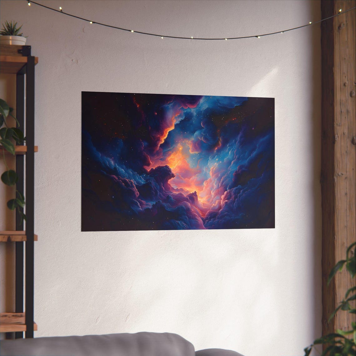 Deep Space Nebula Stars Vivid Blue Purple Cosmic Clouds Poster - Image 2