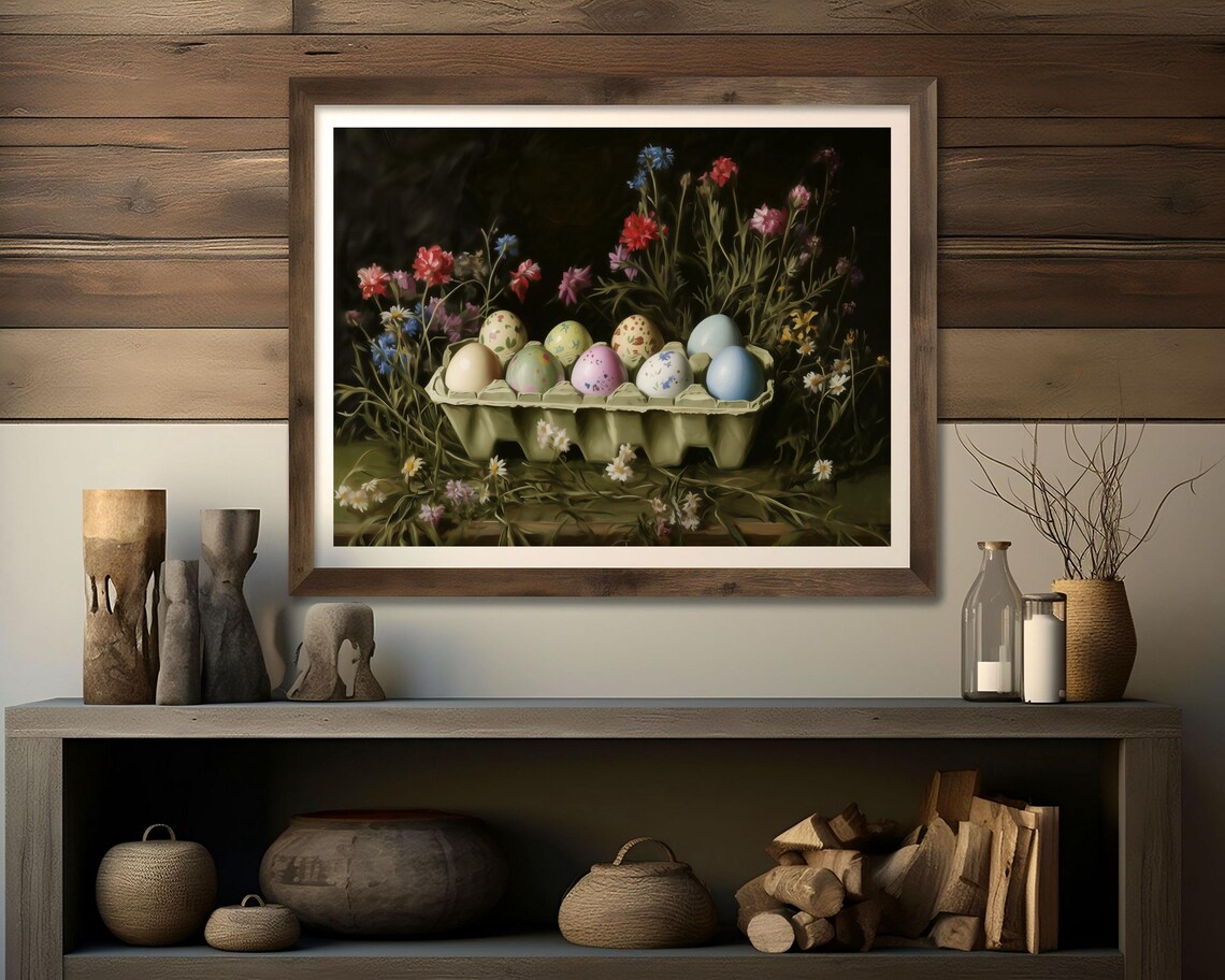 Easter Eggs, Moody Kitchen Decor Still Life Art Print - Image 4