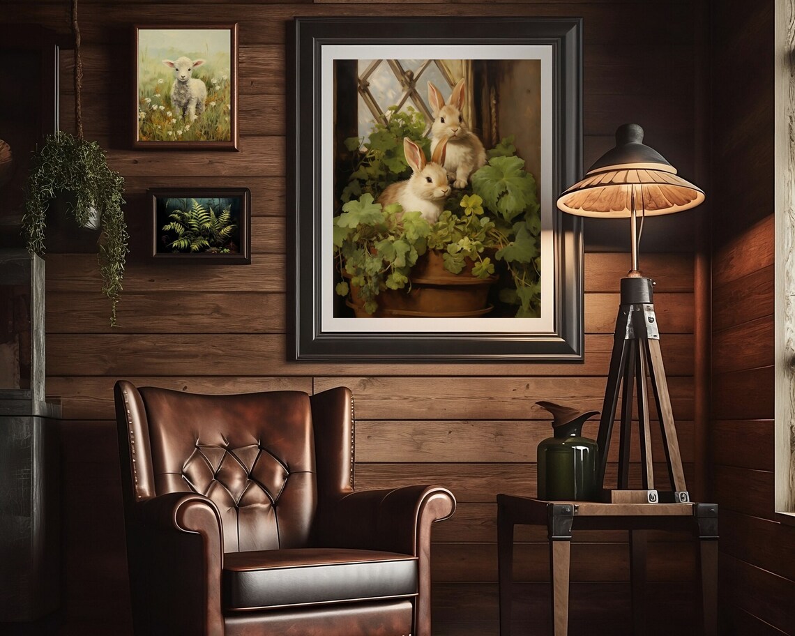 Bunnies in the Hutch, Rustic Farmhouse Easter Art Print - Image 2