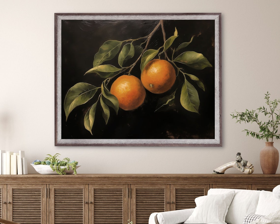 Vintage Citrus Still Life Art Print, Rustic Farmhouse - Image 2