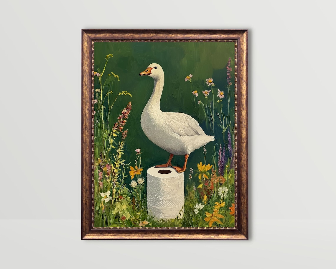 Goose Bathroom Humor Poster Print for Powder Room