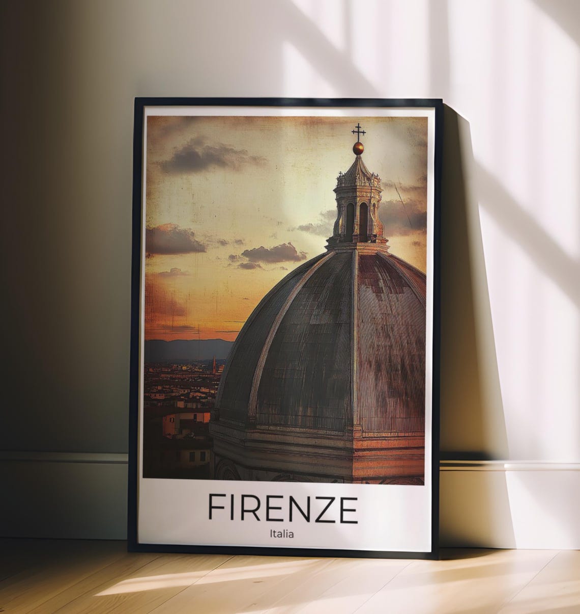 Firenze Florence Cathedral Dome Sunset Vintage Texture Travel Poster - Image 5