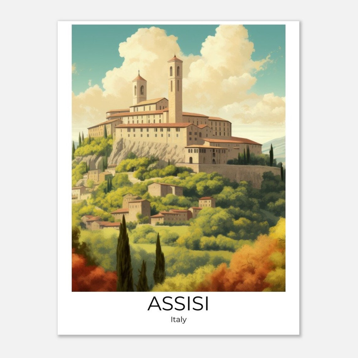 Assisi Poster Assisi Italy Wall Decoration Travel Poster Assisi Assisi Travel Souvenir Assisi Gift Italy Souvenir Italy Gift - Image 4