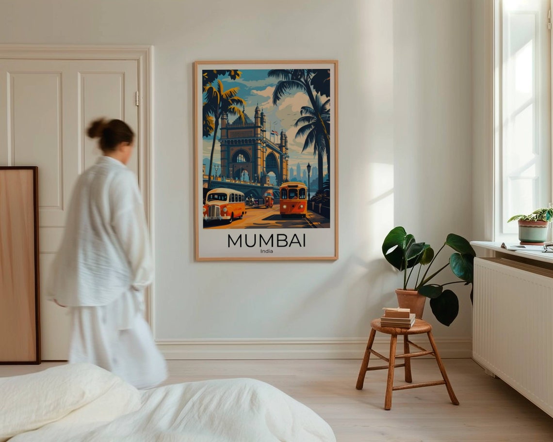 Mumbai India Gateway of India Vintage Street Scene Travel Poster - Image 5