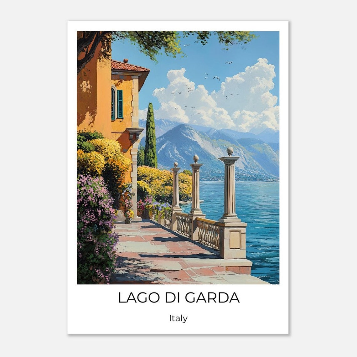 Lago Di Garda Poster Italy Gift Travel Poster Lake Garda Art Print Lake Garda Travel Print Lago Di Garda Wall Decoration Italy - Image 4