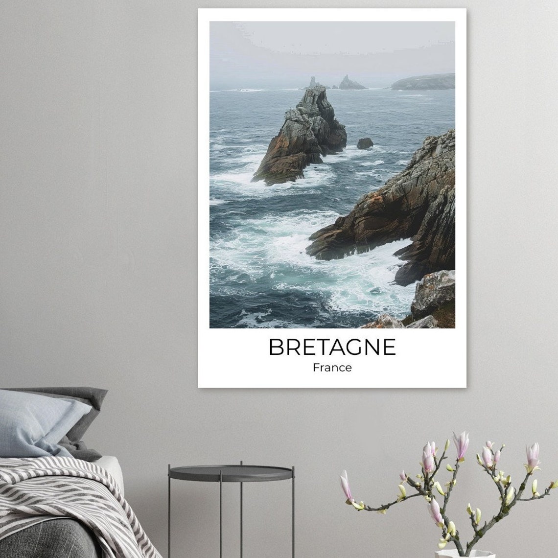 Bretagne Wild Rocky Coastline Crashing Waves France Travel Poster - Image 3