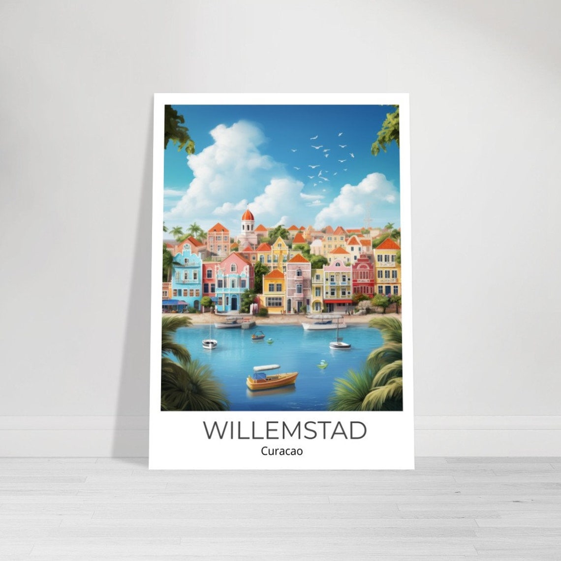 Willemstad Curacao Colorful Waterfront Houses Caribbean Poster