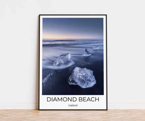 Iceland Diamond Beach Travel Poster Iceland Wall Art Iceland Diamond Beach Travel Iceland Island Wall Decoration