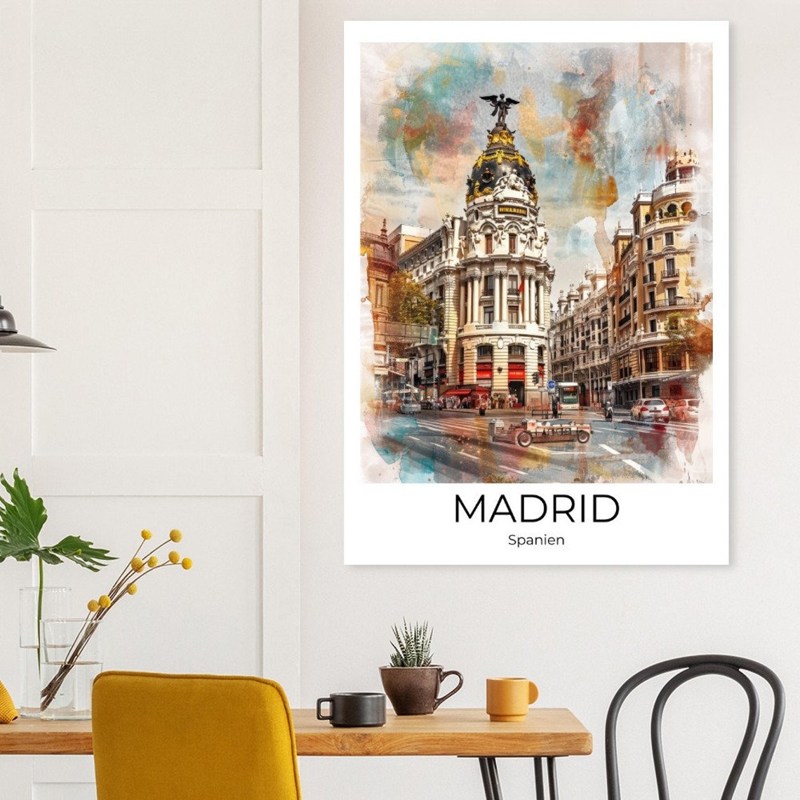 Madrid Metropolis Building on Gran Via Watercolor Spain Poster - Image 4
