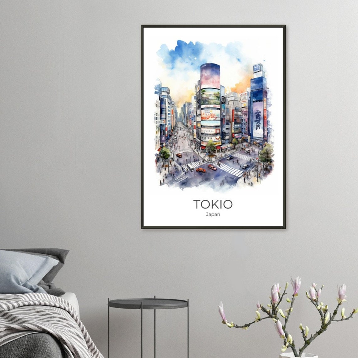 Tokyo Shibuya Scramble Crossing Watercolor Japan Travel Poster - Image 4