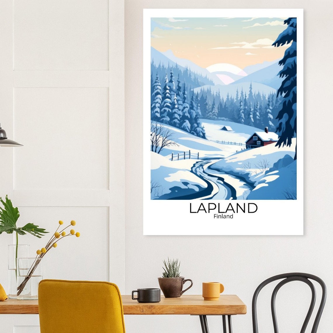 Lappland In Winter Travel Poster Art Print Lapland Poster Wall Art Finland Vintage Poster Lapland Travel Poster Print Art Print - Image 3