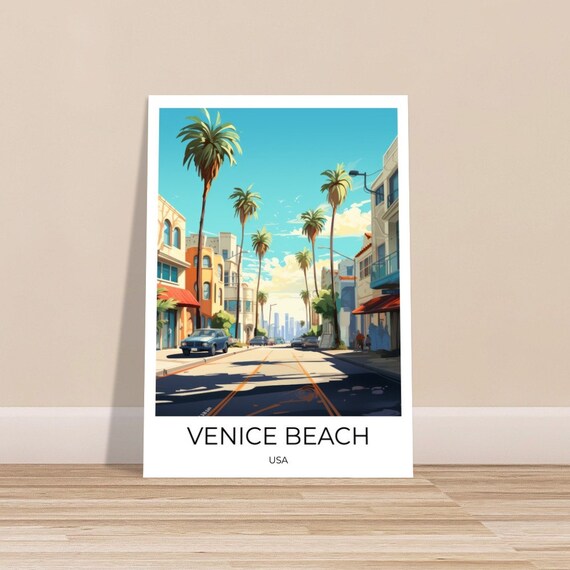 Venice Beach California Palm Street Retro Vintage Travel Poster