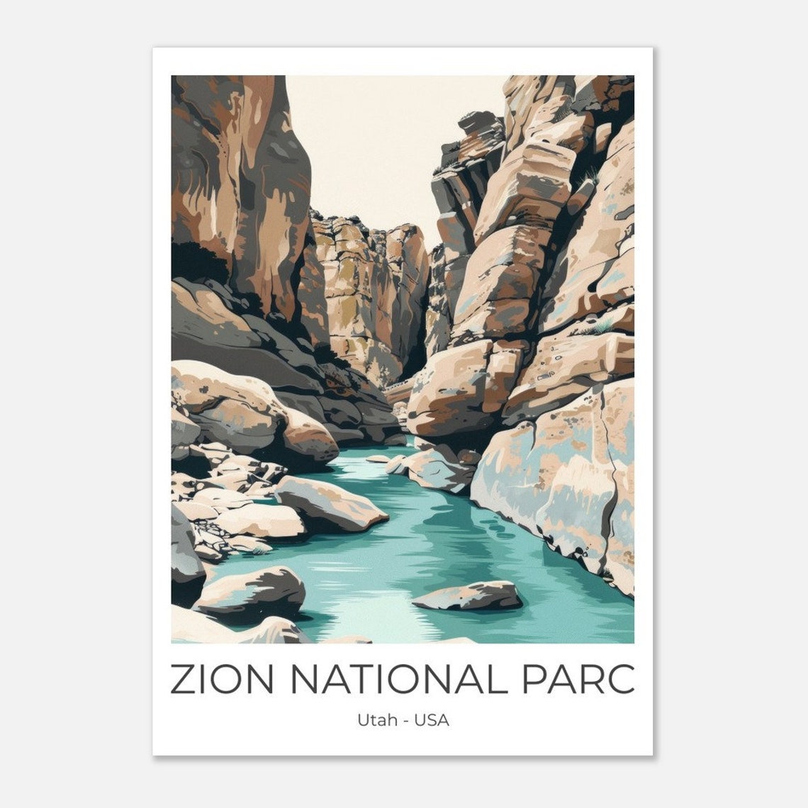Zion National Park Travel Poster Zion Utah Travel Print Zion National Park Poster Wall Art Zion National Park
