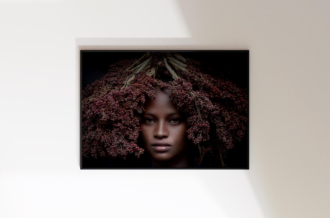 Suri Tribe Omo Girl Red Flower Crown Ethiopia Photography Print