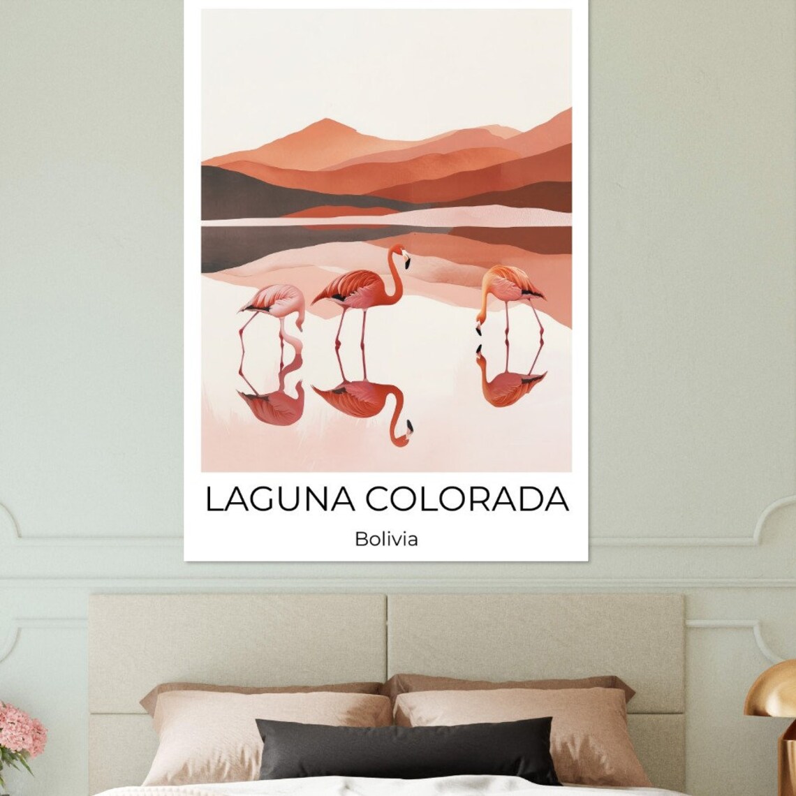 Laguna Colorada Bolivia Flamingo Lake Minimalist Nature Art Poster - Image 3
