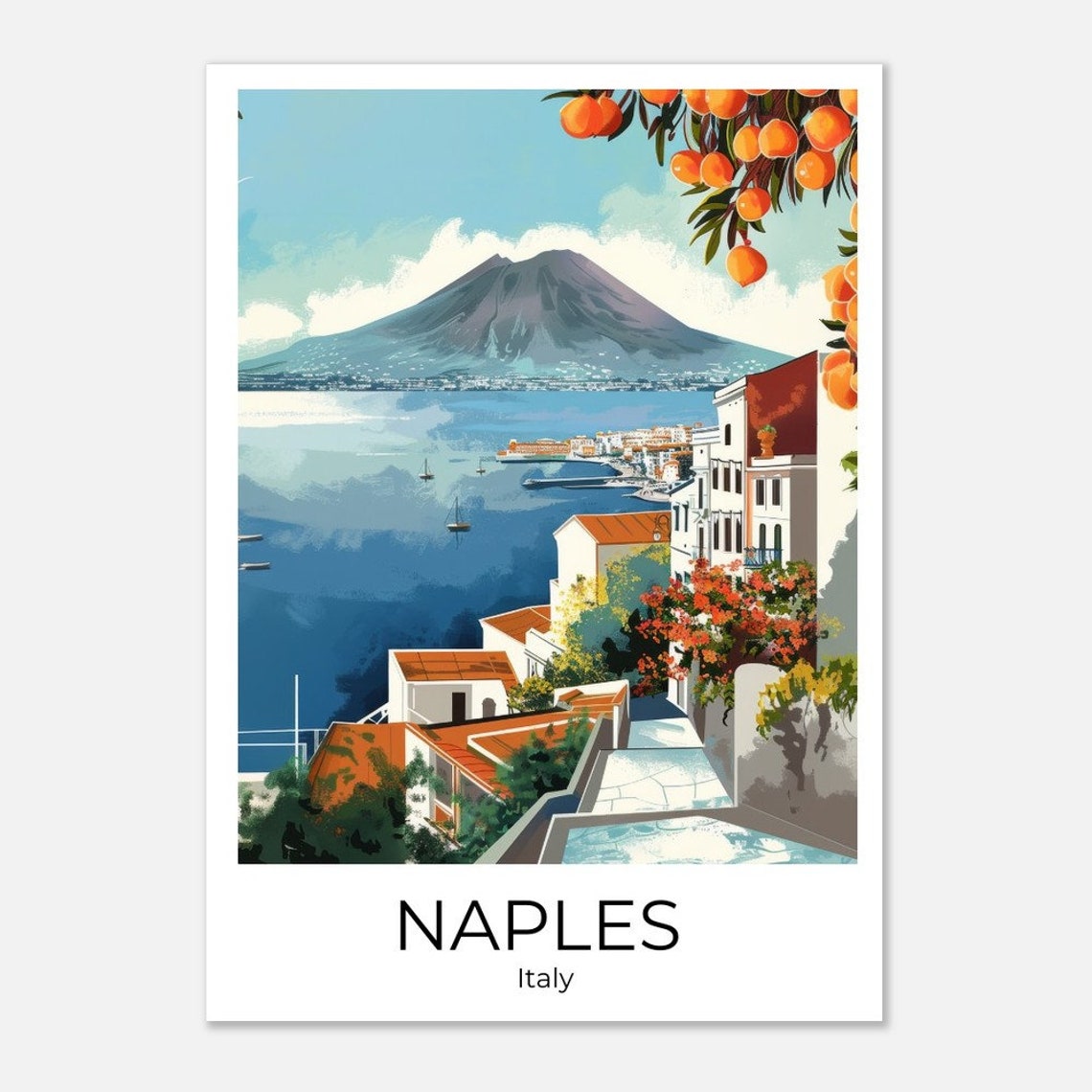 Naples Travel Poster Naples Naples Gift Naples City Print Travel Poster Italy Naples Travel Souvenir Naples Wall Decoration Italy Gift - Image 4