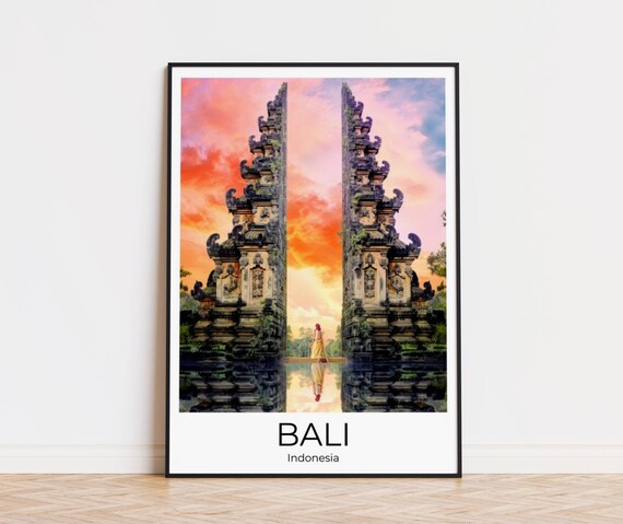 Bali Watercolor Travel Poster Gates Of Heaven Wall Art Bali Travel Print Bali Wall Decoration