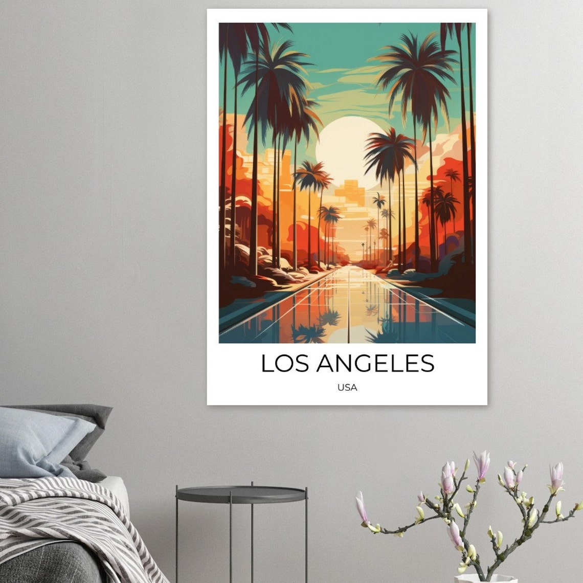 Los Angeles Usa Travel Poster Palm Tree Alley Los Angeles Usa Travel Print Los Angeles Poster Los Angeles Vintage Poster - Image 3