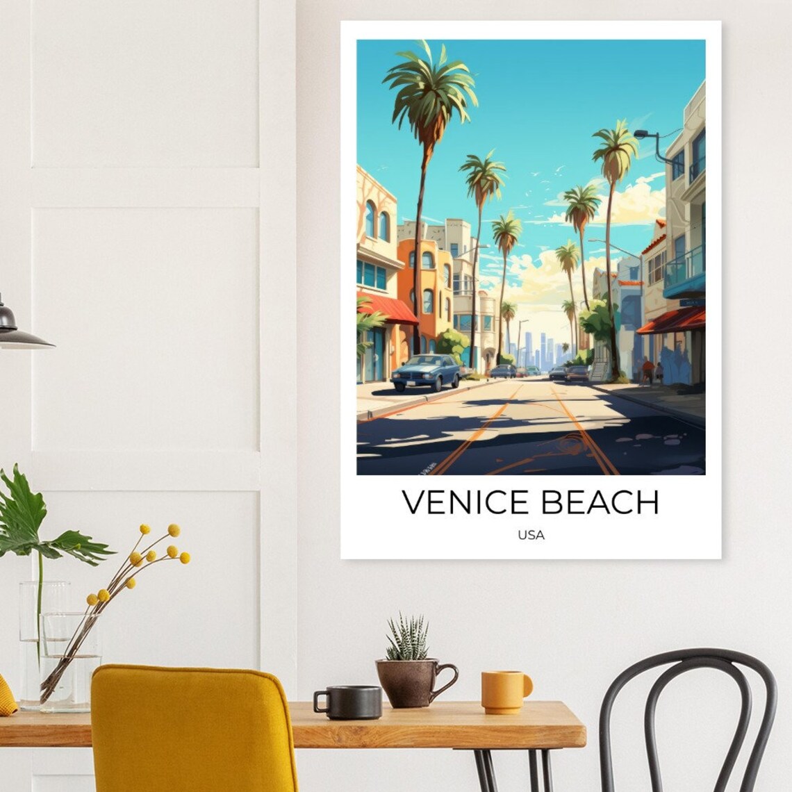 Venice Beach California Palm Street Retro Vintage Travel Poster - Image 2