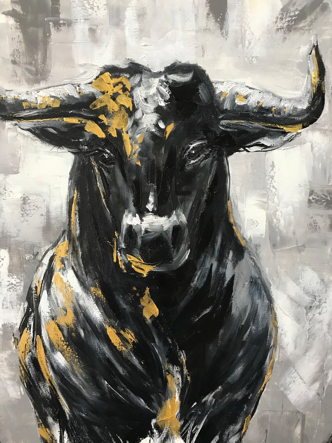 Abstract Bull Oil Painting, Modern Wall Art Print - Image 3