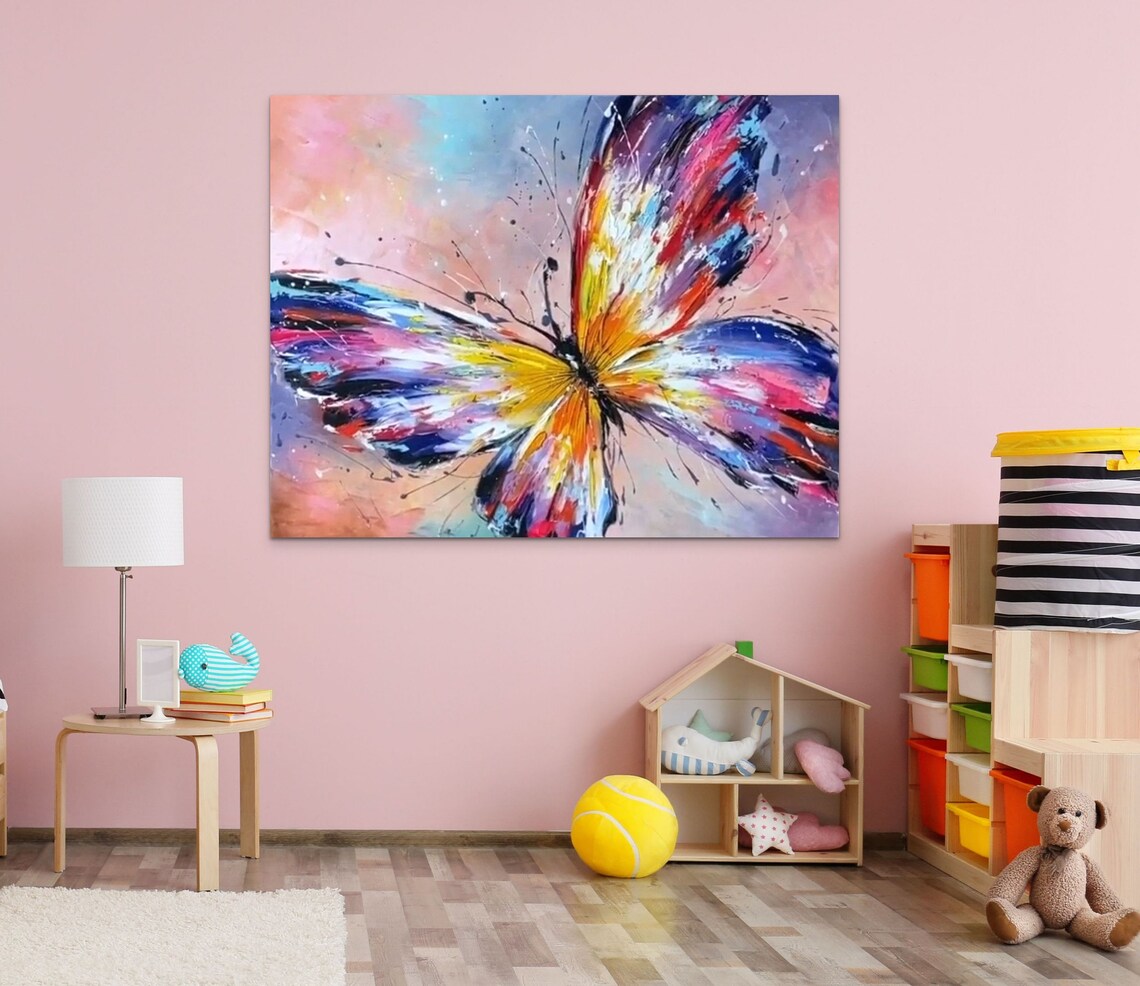 Colorful Butterfly Abstract Art Print for Nursery - Image 3