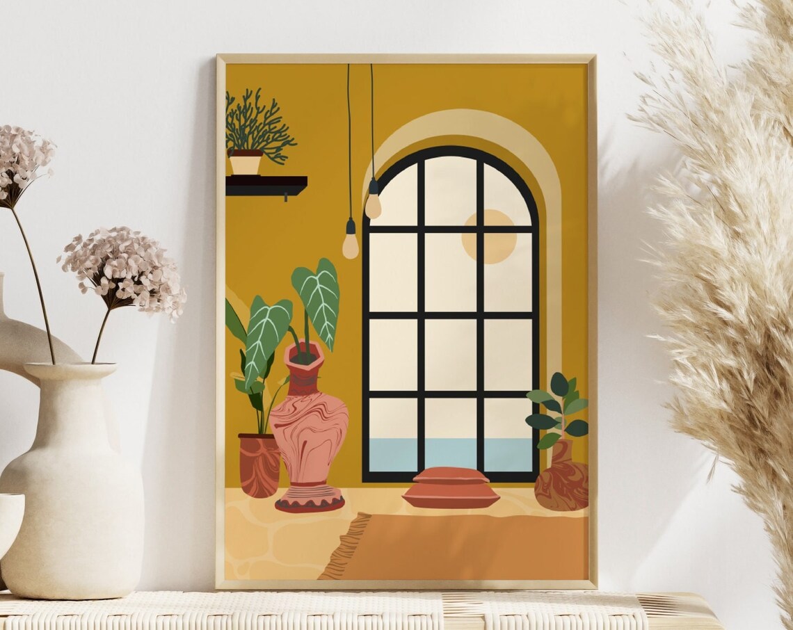 Botanical Vase Art Print, Bathroom Decor