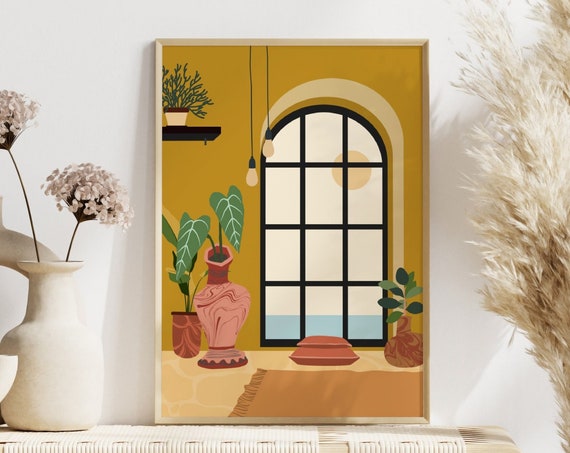 Botanical Vase Art Print, Bathroom Decor
