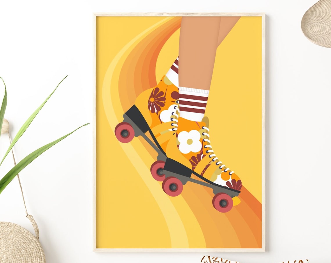 Roller Skate Retro Art Print, Vintage Wall Art