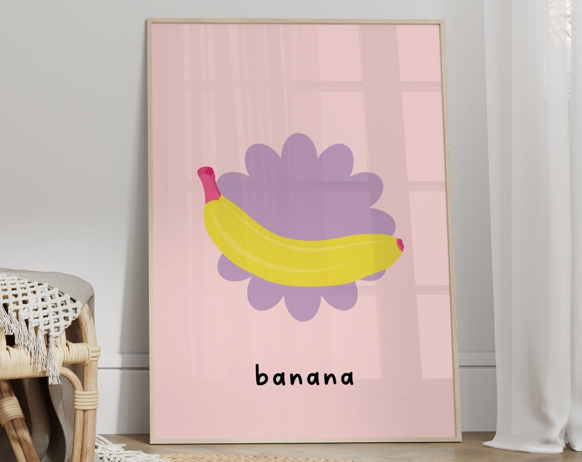 Banana Print Abstract Fruit Print Unframed Eclectic Decor Gallery Wall Art Kitchen Home Decor