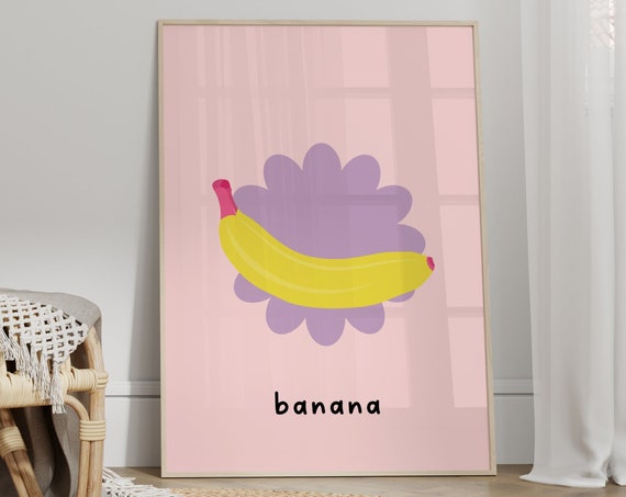 Banana Print Abstract Fruit Print Unframed Eclectic Decor Gallery Wall Art Kitchen Home Decor