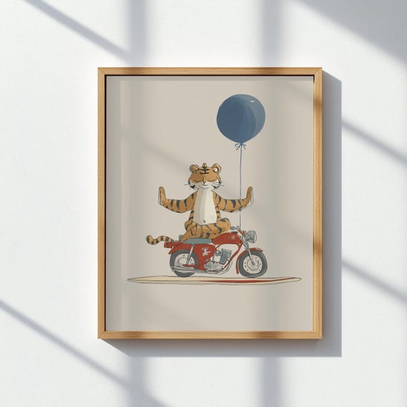 Zen Tiger Wall Art Meditation Animal Nursery Poster Whimsical Jungle Decor For Kids Room Montessori