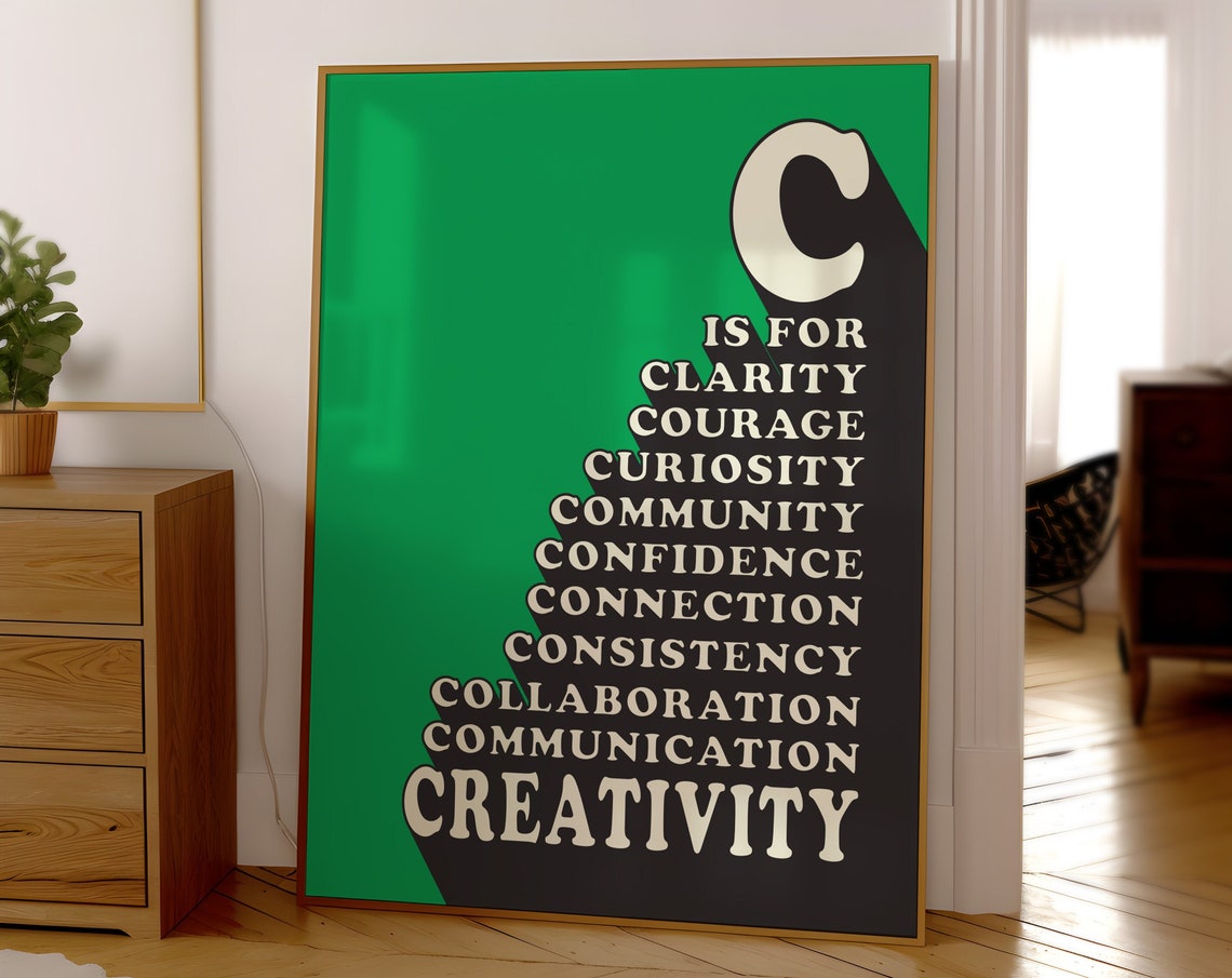 C Is For Creativity Green Bold Typography Artist Studio Poster - Image 3