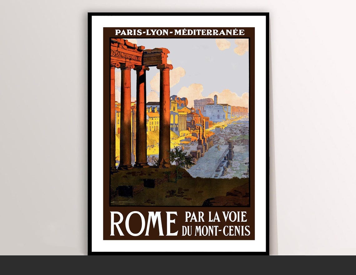 Rome Italy Ancient Roman Forum Ruins PLM Railway Vintage Travel Poster