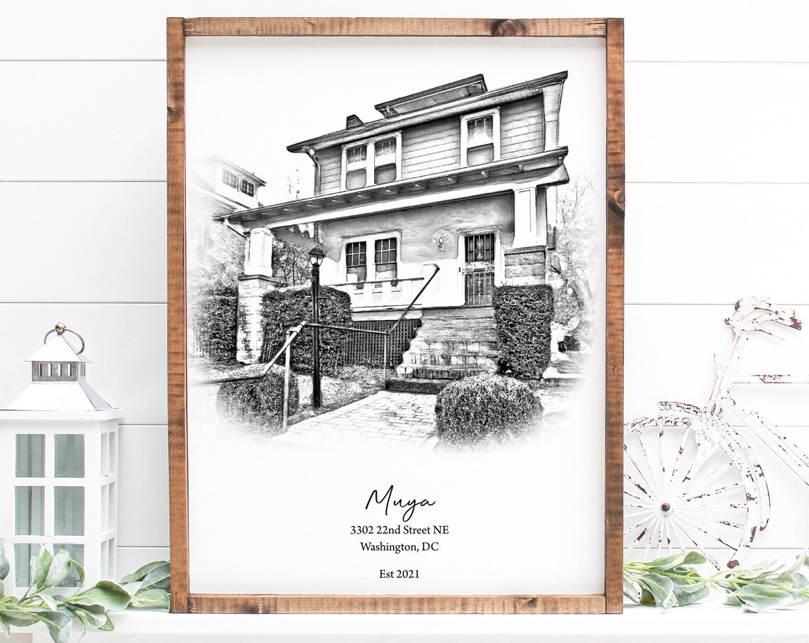 Custom Pencil Sketch Home Portrait Personalized Family House Print - Image 3