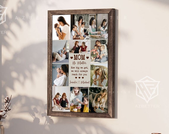 Personalized Mothers Day No Matter How Big We Get Mom Photo Collage Wall Art Daughter To Mother Custom Mom Birthday Gift