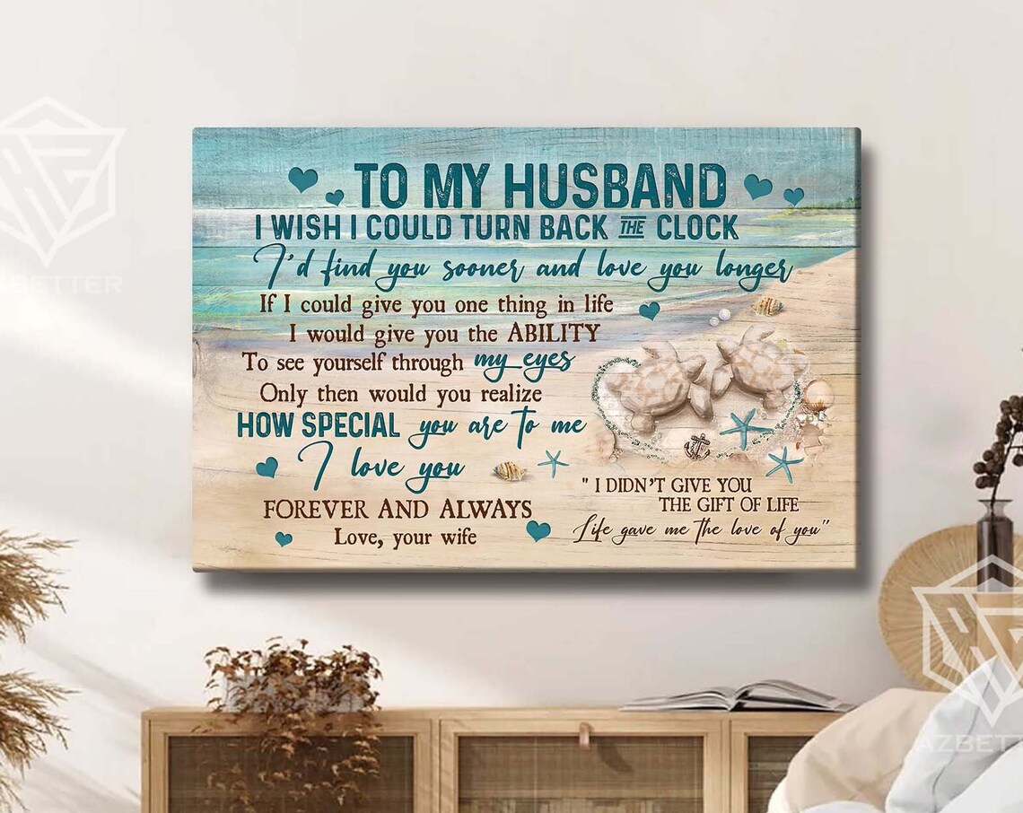 Sea Turtle To My Husband Forever And Always Love Letter Poster