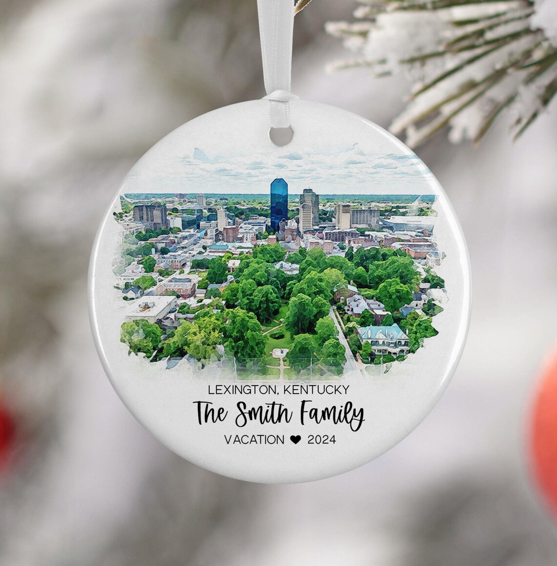 Lexington Kentucky Aerial Watercolor Family Vacation Keepsake Print
