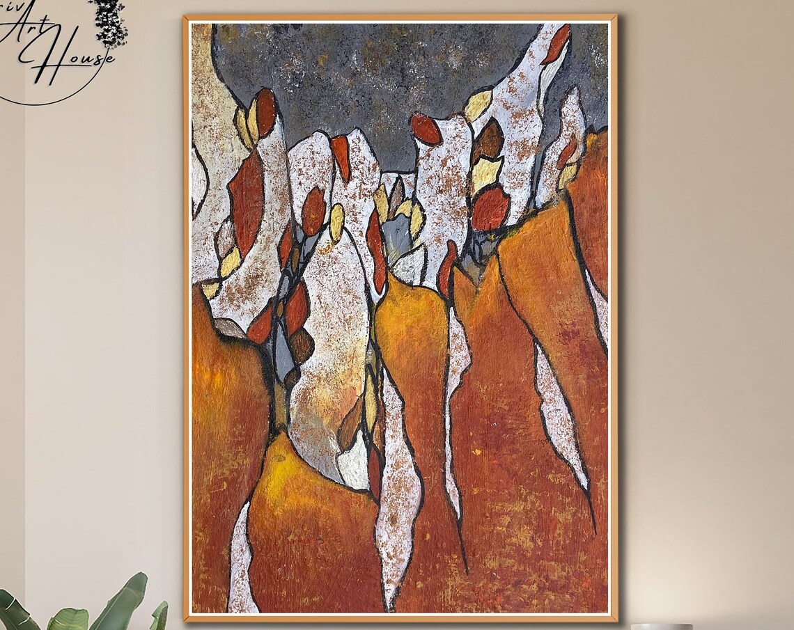 Fire Abstract Oil Painting, Art Deco Art Print