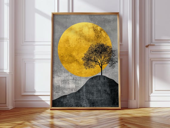 Minimalist Tree Woodcut Print Scandinavian Nature Art Pdf Files Included