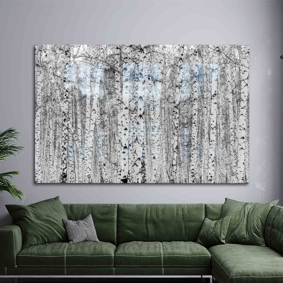 Wall Decor Mural Art Birch Forest Glass View Printing