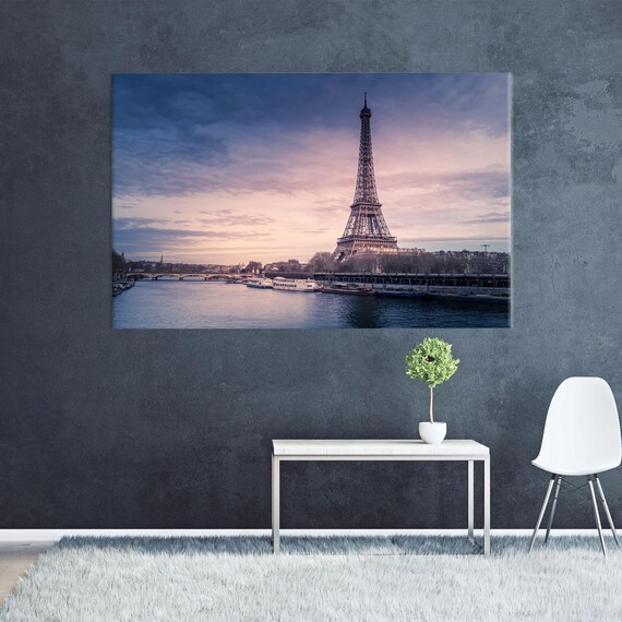Eiffel Tower Paris at Dusk Seine River Romantic Photography Poster