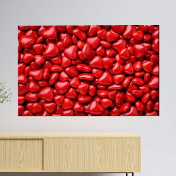 Red Heart Shaped Candies Sweet Love Kitchen Dining Room Poster