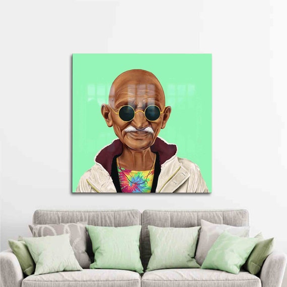 Mahatma Gandhi Wall Decor Grafitti Art Custom Room Personalized Gift Tempered Glass Home