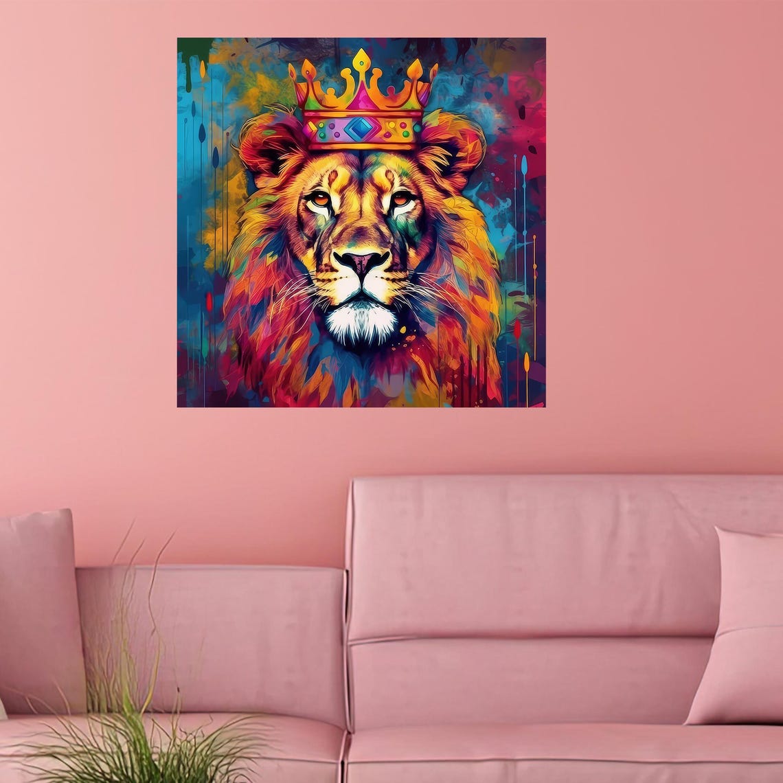 Animal Art Gift For Him Modern Canvas Print Personalized Abstract Lion Wall Prints