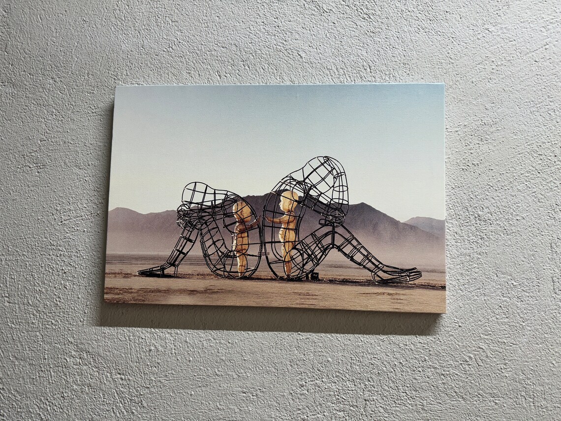 Two People Turning Away at Burning Man Art Print
